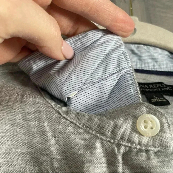 Banana Republic Men’s Gray Performance Knit Button Down stretch size large - Picture 4 of 8